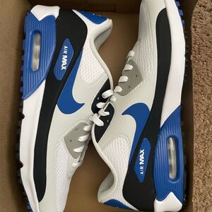 Nike Air Max 90 'Royal Blue' Black White Golf Sneakers, Size 10